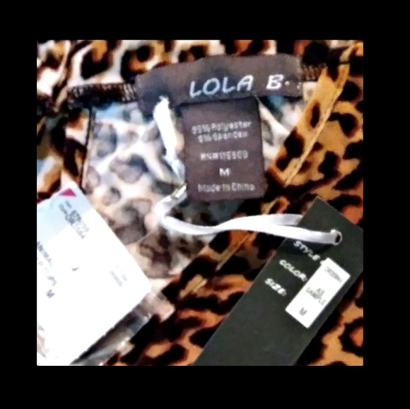 Lola B. Animal Print Sharkbite Top Size Med NWT's - Picture 3 of 3